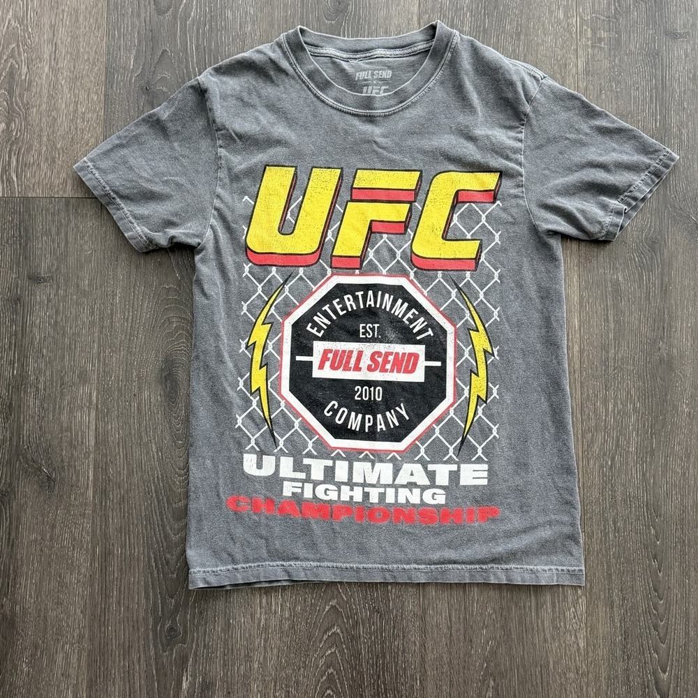 UFC x Full Send Collab T Shirt Mens Small Gray Big Logo MMA Tee Graphic